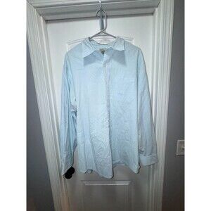 L.L.Bean Mens Large Traditional Fit Blue White Stripe Button Front Shirt 100% Co